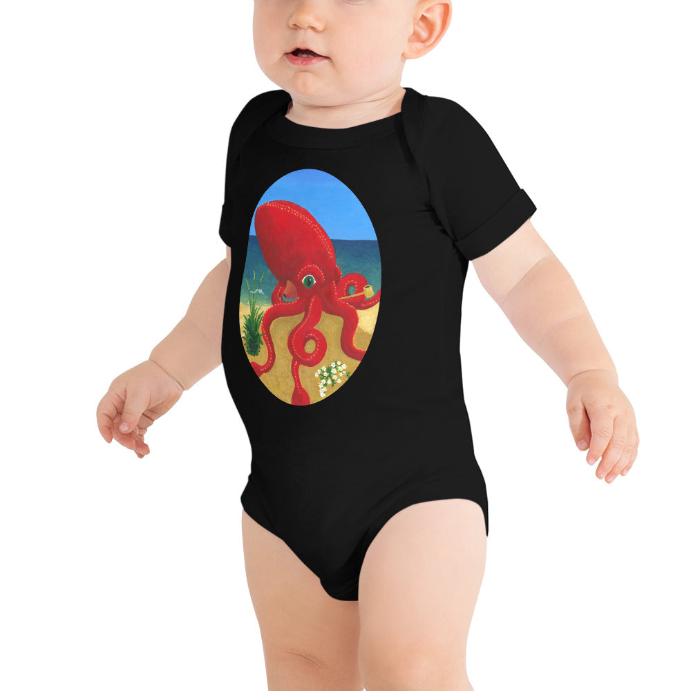 Baby short sleeve one piece Red Octopus