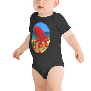 Baby short sleeve one piece Red Octopus