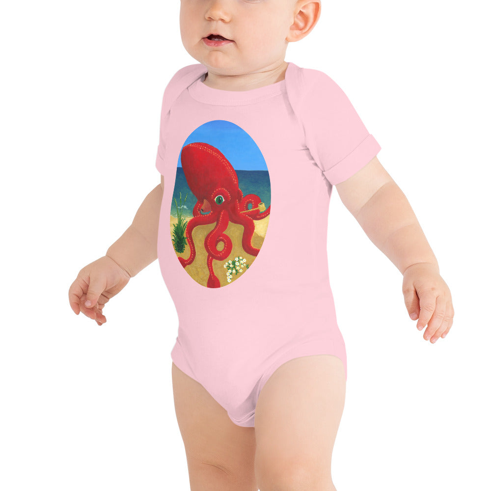 Baby short sleeve one piece Red Octopus