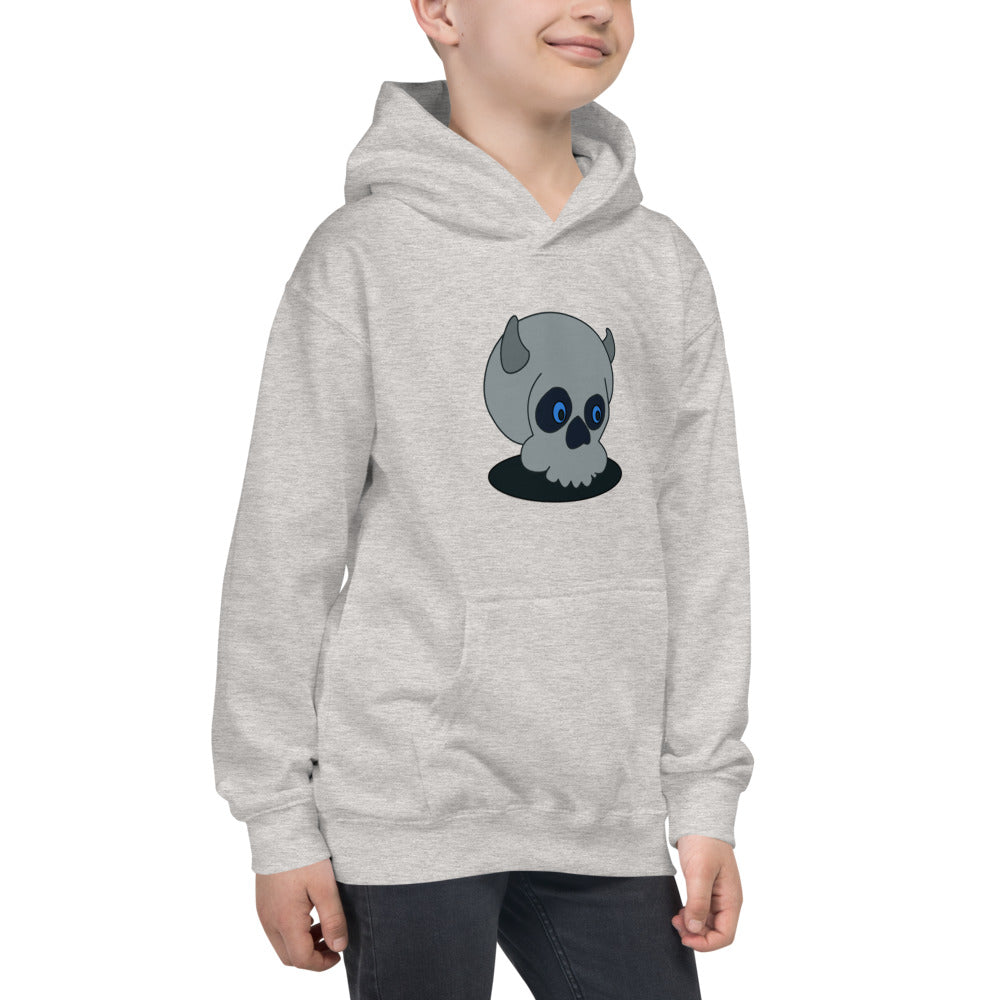 Kids Hoodie Happy Skull Grey