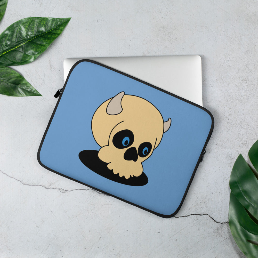 Laptop Sleeve Happy Skull Blue Background