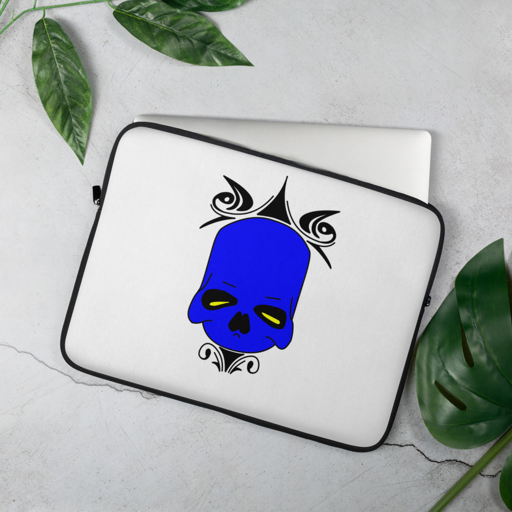 Laptop Sleeve Blue Skull w/White Background