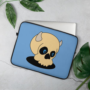 Laptop Sleeve Happy Skull Blue Background