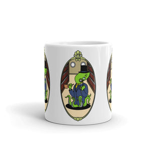 White Glossy Mug featuring Bright Green Reginald