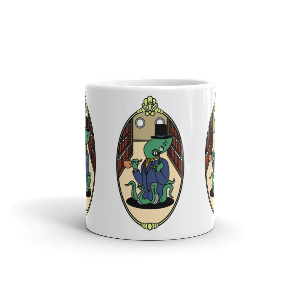 White Glossy Mug featuring Green Reginald