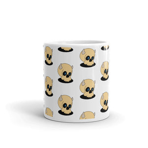 White glossy mug Happy Skull