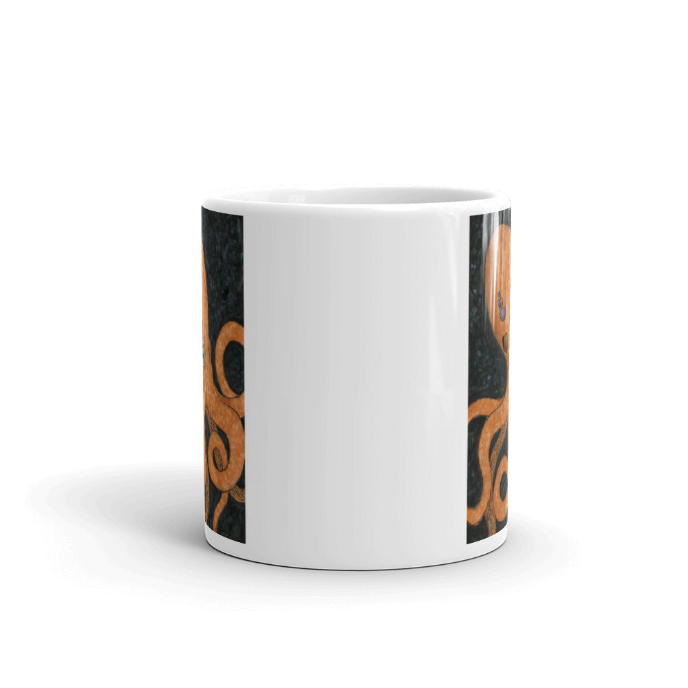 White glossy mug Kraken