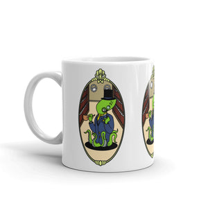 White Glossy Mug featuring Bright Green Reginald