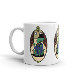 White Glossy Mug featuring Green Reginald