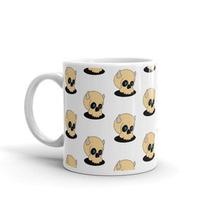 White glossy mug Happy Skull