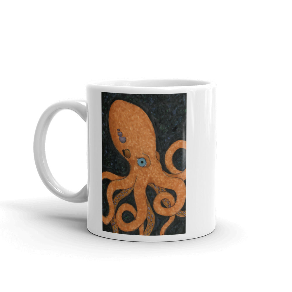 White glossy mug Kraken