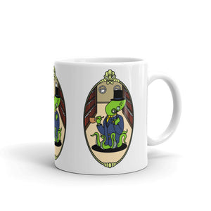 White Glossy Mug featuring Bright Green Reginald