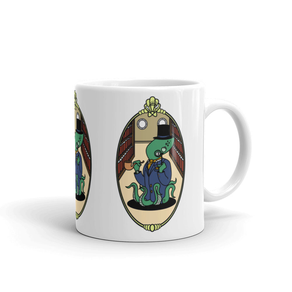 White Glossy Mug featuring Green Reginald