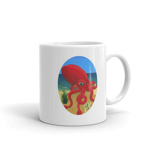 Red Octopus White glossy mug