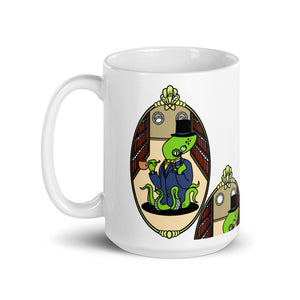 White Glossy Mug featuring Bright Green Reginald