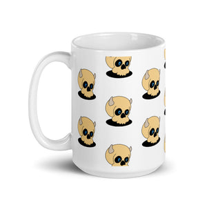 White glossy mug Happy Skull