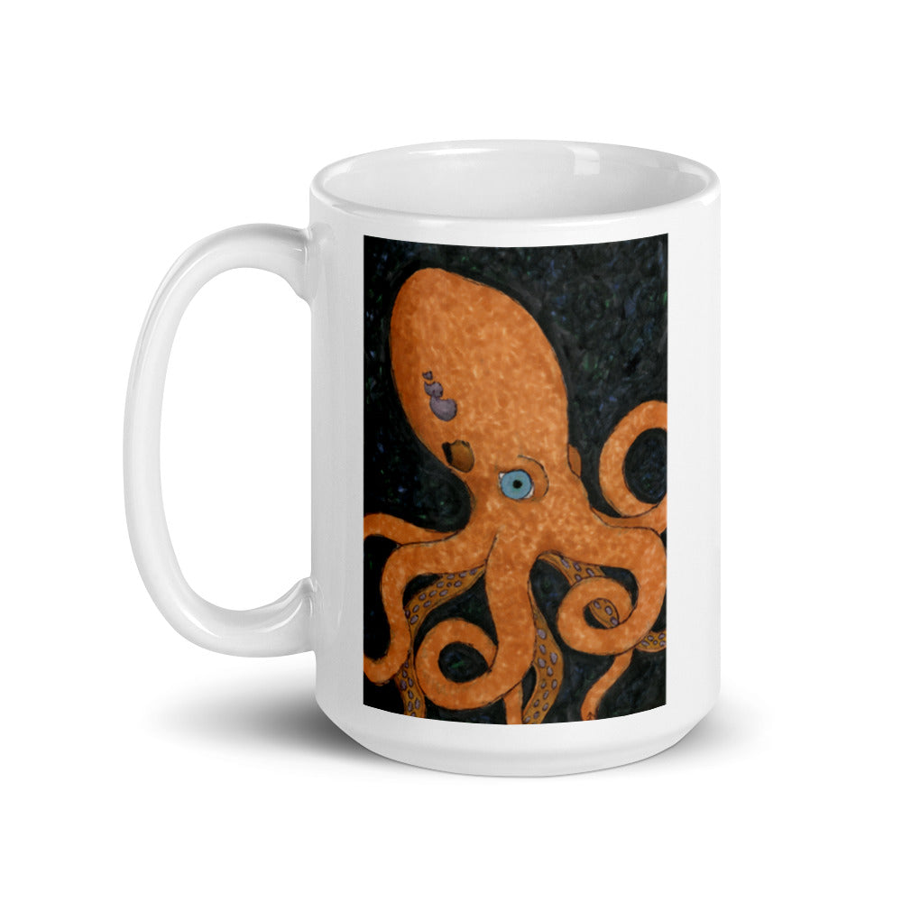 White glossy mug Kraken