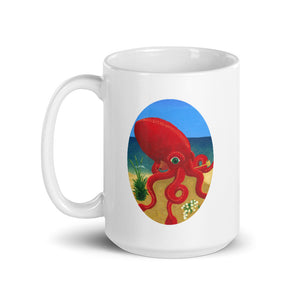 Red Octopus White glossy mug