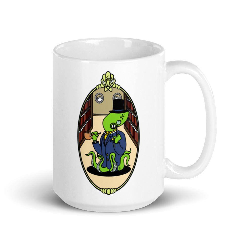 White Glossy Mug featuring Bright Green Reginald