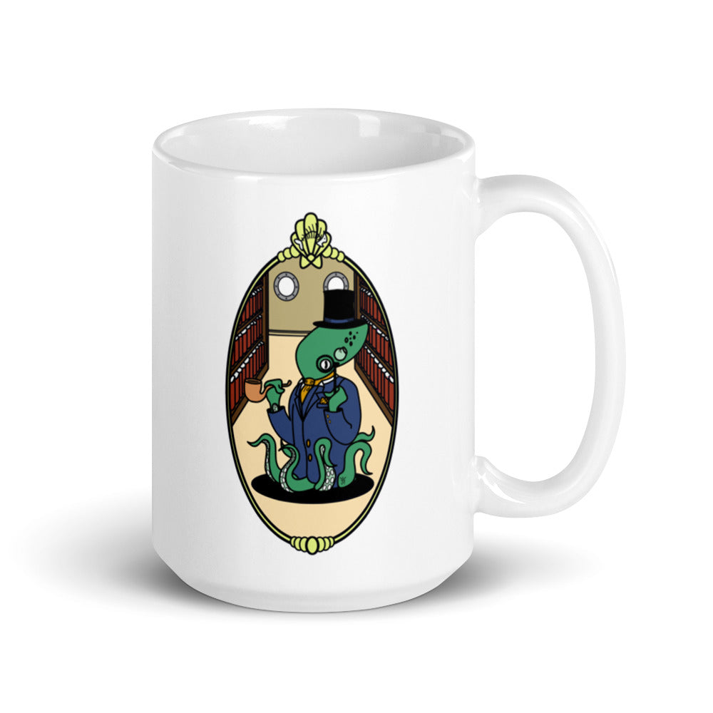 White Glossy Mug featuring Green Reginald